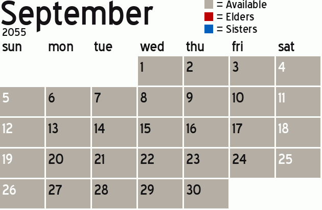 Missionary Dinner Calendar