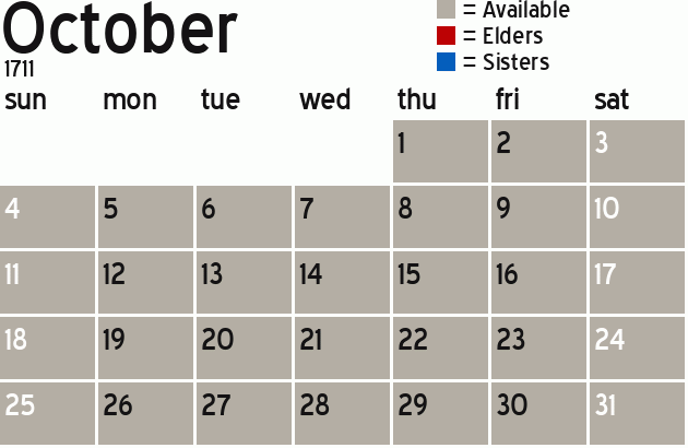 Missionary Dinner Calendar
