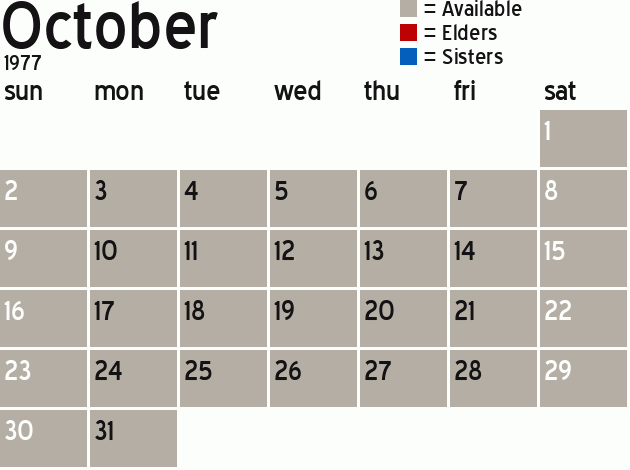 Missionary Dinner Calendar