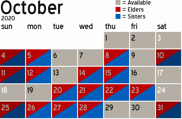 Missionary Dinner Calendar