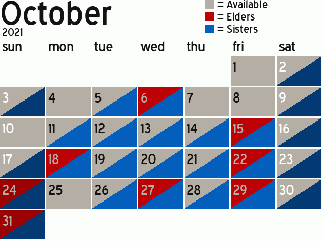 Missionary Dinner Calendar