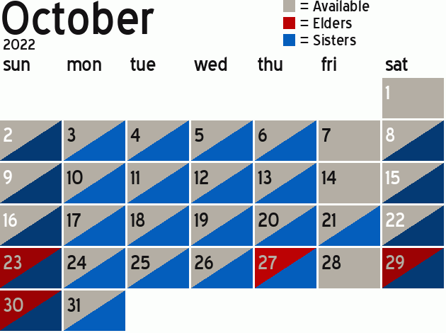 Missionary Dinner Calendar