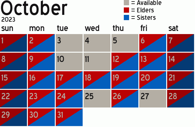 Missionary Dinner Calendar