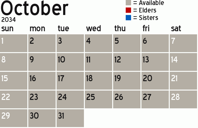 Missionary Dinner Calendar
