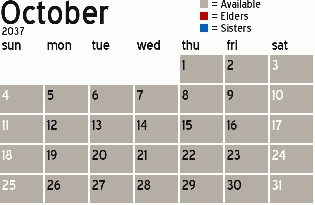 Missionary Dinner Calendar