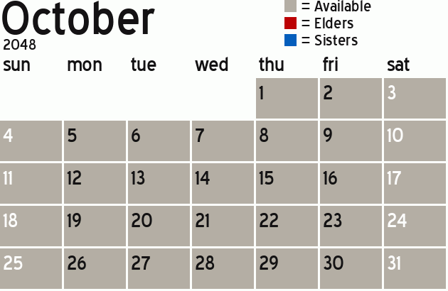 Missionary Dinner Calendar