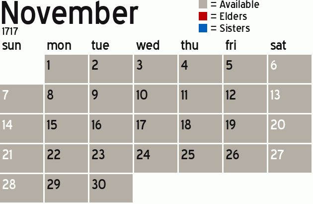 Missionary Dinner Calendar
