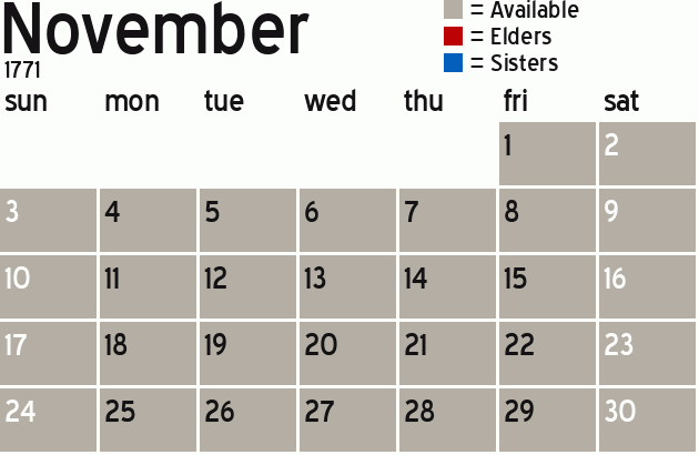 Missionary Dinner Calendar