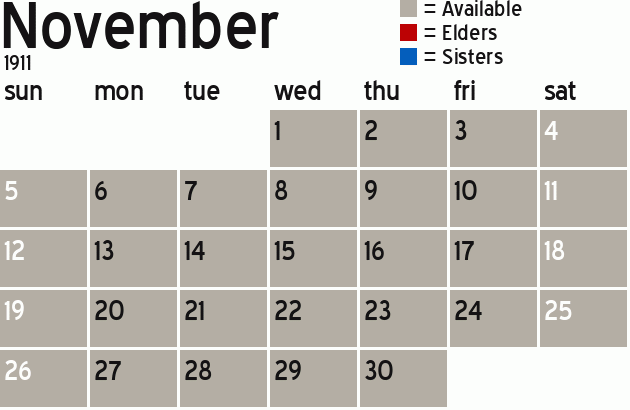 Missionary Dinner Calendar