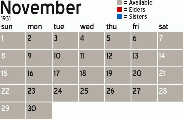 Missionary Dinner Calendar