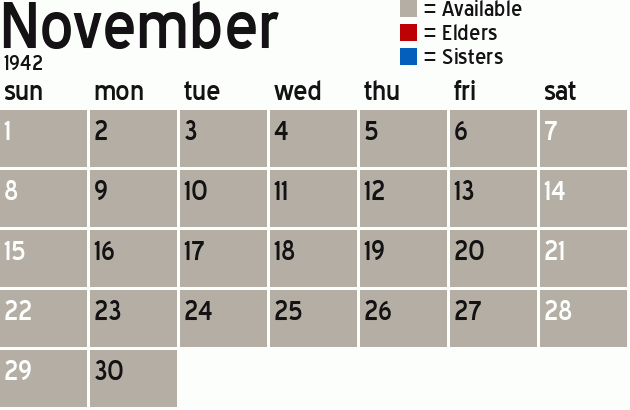 Missionary Dinner Calendar