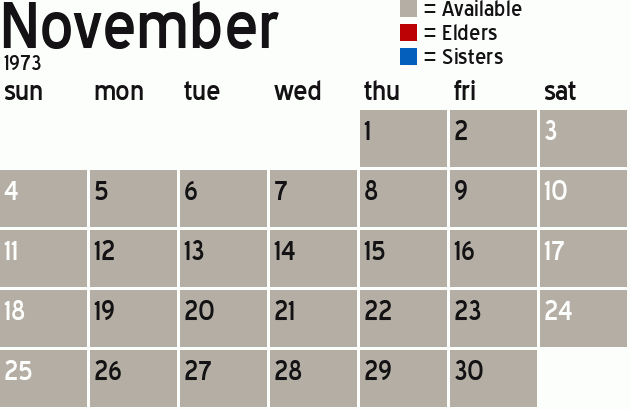 Missionary Dinner Calendar