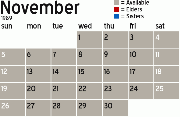 Missionary Dinner Calendar