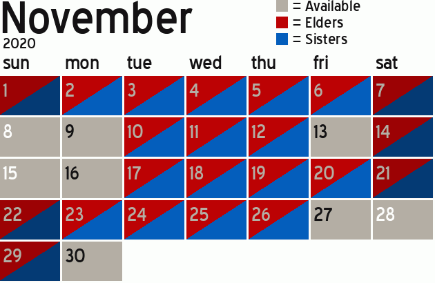 Missionary Dinner Calendar