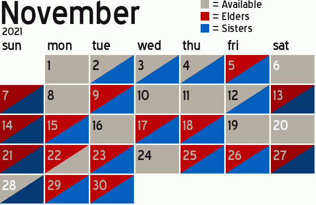Missionary Dinner Calendar