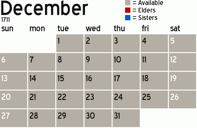 Missionary Dinner Calendar
