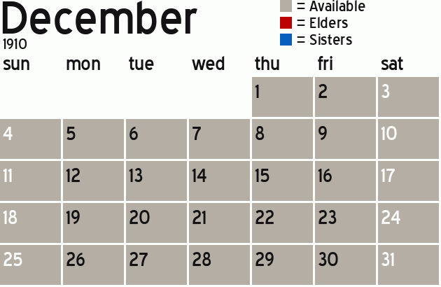 Missionary Dinner Calendar