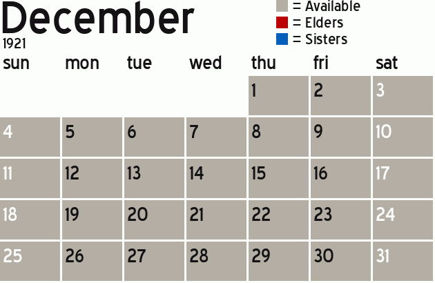 Missionary Dinner Calendar