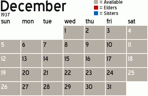 Missionary Dinner Calendar