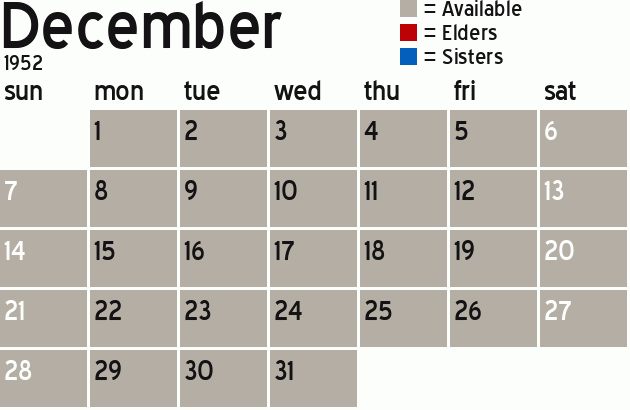 Missionary Dinner Calendar