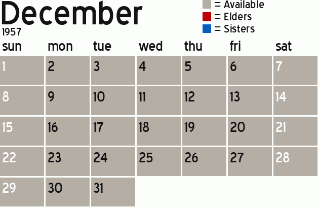 Missionary Dinner Calendar