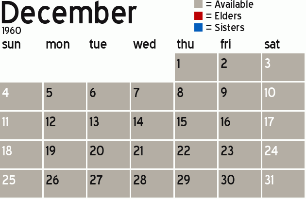 Missionary Dinner Calendar