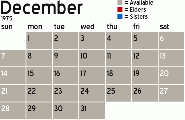 Missionary Dinner Calendar