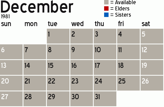 Missionary Dinner Calendar