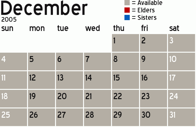 Missionary Dinner Calendar