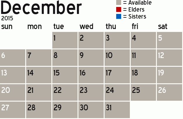 Missionary Dinner Calendar