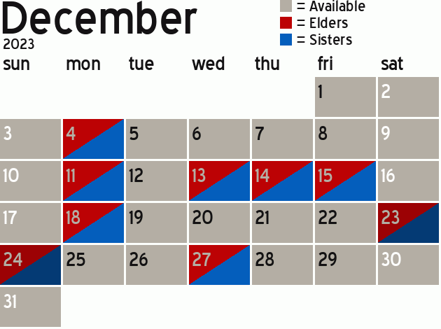 Missionary Dinner Calendar