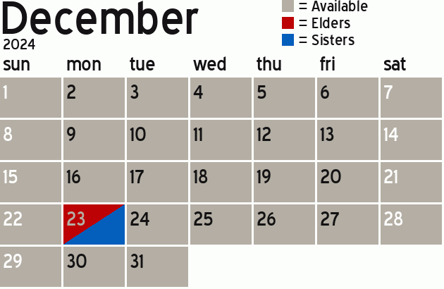 Missionary Dinner Calendar