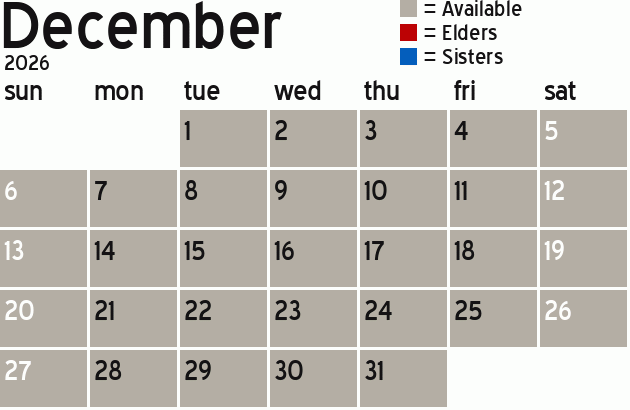 Missionary Dinner Calendar